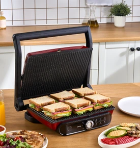 Karaca Gastro Grill Pro 2400W Izgara ve Tost Makinesi Kırmızı 6 Dilim Kapasiteli