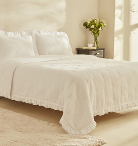 Karaca Home White Collection Perios %100 Pamuk Çİft Kişilik Spring Comfort Fırfırlı Beyaz