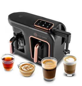 Karaca Hatır Plus Barista 6 in 1 Latte Cappucino ve Közde Türk Kahvesi Makinesi Black Copper