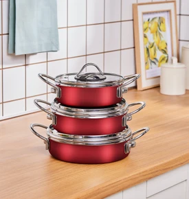 Karaca Ateş Emaye 6 Parça Omlet Set Lacivert