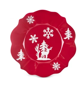 Karaca New Year Yılbaşı Snowy Pasta Tabağı 24 Cm Kırmızı 