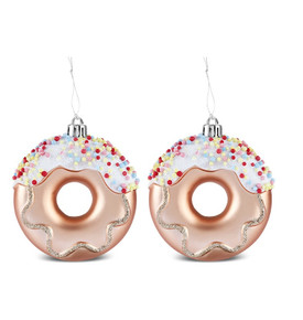 Karaca New Year Yılbaşı 2'li Set Donut Ağaç Süsü Pembe 8.5 cm