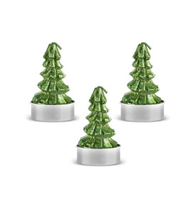 Karaca Çam Ağacı 3'lü Tealight Mum Gümüş 13.5x5x7 cm