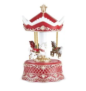 Karaca New Year Yılbaşı Carousel Hareketli ve Müzikli Obje 12,4x23 cm