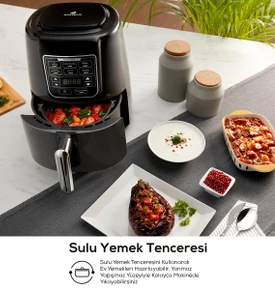 Karaca Air Pro Cook 3 in 1 XL Ev Yemeği, Közleme, Airfryer Wood Craft 4 Kişilik