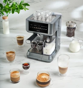 Karaca MyCaffe Barista S10 Entegre Süt Hazneli, Espresso, Latte ve Cappuccino Makinesi Galaxy Grey