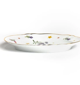 Bitossi Home Fabula Floral Porselen Oval Tabak 34 cm Mor