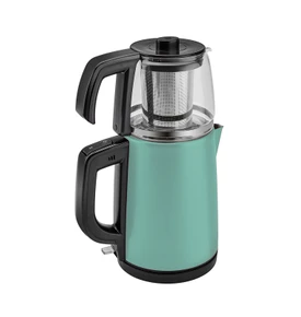 Karaca Tea Glass 2 in 1 Çelik Çay Makinesi ve Kettle Blue Mist