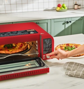 Karaca Multicrust Artisan Retro Pizza Makinesi ve Airfryer Metallic Red