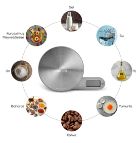 Karaca Gastro Scale 1003 Self Power Kinetik Enerjili Ekranlı Inox Mutfak Tartısı 5kg Kapasite