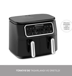 Karaca Air Pro Cook Duo Ev Yemeği XXXL 8 Litre Airfryer Black Chrome 8 Kişilik