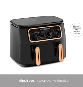 Karaca Air Pro Cook Duo Ev Yemeği XXXL 8 Litre Airfryer Black Copper 8 Kişilik