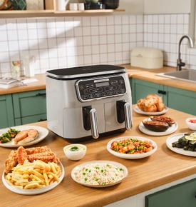 Karaca Air Pro Cook Duo Ev Yemeği XXXL 8 Litre Airfryer Cool Gray 8 Kişilik