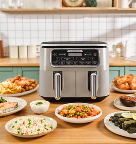 Karaca Air Pro Cook Duo Ev Yemeği XXXL 8 Litre Airfryer Cool Gray 8 Kişilik