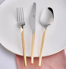 Jumbo 5100 Quartz Titanyum Gold 84 Parça 12 Kişilik Çatal Kaşık Bıçak Seti