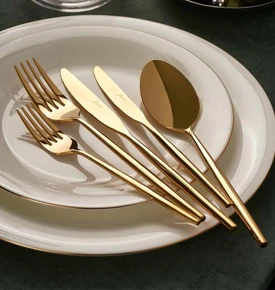 Jumbo 5900 Infinity 84 Parça 12 Kişilik Çatal Kaşık Bıçak Takımı Titanyum Bronz