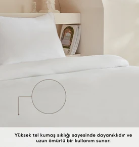 Karaca Home White Collection Vinas 80 Tel %100 Pamuk Çift Kişilik Saten Biyeli Nevresim Takımı Beyaz