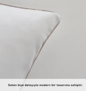 Karaca Home White Collection Vinas 80 Tel %100 Pamuk Çift Kişilik Saten Biyeli Nevresim Takımı Beyaz