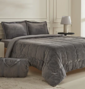 Karaca Home Flufy Çift Kişilik Soft Dream Comfort Set/Uyku Seti Antrasit