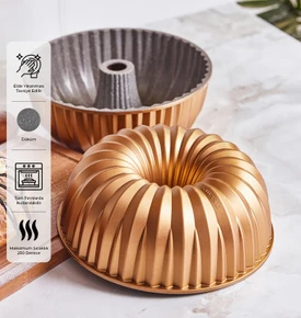 Emsan Griss Hardstone Döküm Kek Kalıbı Golden Pink 24 cm