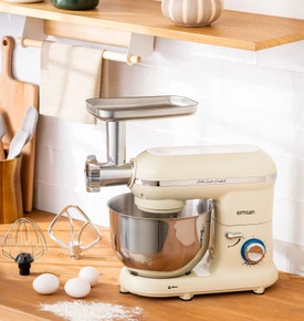 Emsan Bella Gusto Comfort Kıyma Çekme Aparatlı Hamur Yoğurma Makinesi Gri 1300W 5,5L