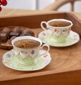 Emsan Kır Çiçekleri 2 Kişilik Kahve Fincan Takımı Bordo 80 ml