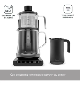 Homend Smart Royaltea Plus 2 in 1 Otomatik Çay ve Türk Kahve Makinesi Siyah