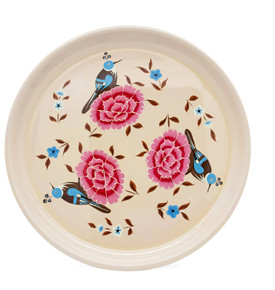 3rd Culture Kuşlu Sarı Yuvarlak Tepsi