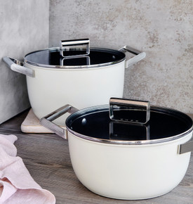 Smeg Cookware Krem Tencere Cam Kapaklı 26 cm