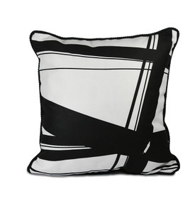 Baci Milano Optical Kadife Yastık 45 cm x 45 cm Siyah Beyaz