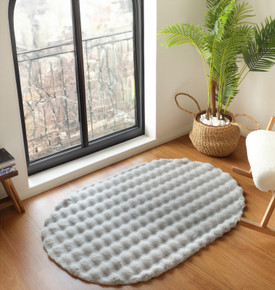 Kaşmir Halı 7/24 Cosy Premium Bubble Beyaz Oval 100x150 cm
