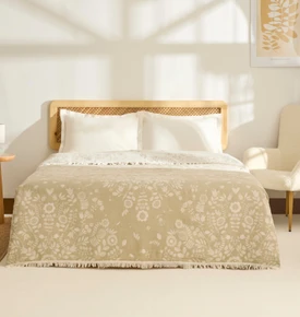 Kaşmir Home Grasy Çift Kişilik Jakar Müslin Pike Bej