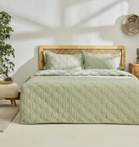 Kaşmir Home Lilly Çiçekli Tek Kişilik Yatak Örtüsü Takımı Pudra
