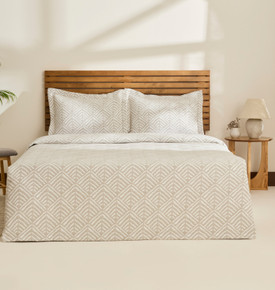 Kaşmir Home Space Çift Kişilik Yatak Örtüsü Takımı Bej