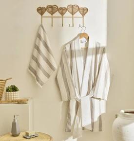 Kaşmir Home Helen Kimono Set Offwhite-Rose L-XL