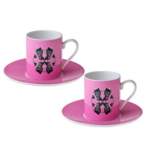 Jumbo X İstanbul Modern Horasan-İsimsiz Pembe 2 Kişilik Kahve Fincan Takımı 90 ml