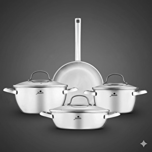 Jumbo Colosseum 3PLY 7 Parça İndüksiyon Tabanlı Çelik Tencere Seti