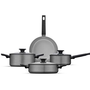Jumbo Toledo Swiss Crystal Grey İndüksiyon Tabanlı Tencere Seti 7 Parça