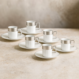 Jumbo Sorin-200 Platin 6 Kişilik Kahve Fincan Takımı 90 ml