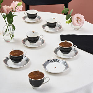 Karaca Piraye Kalp Figürlü 6 Kişilik Kahve Fincan Takımı 80 ml