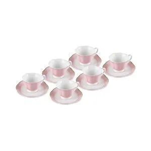Karaca Piraye Kalp Figürlü Pembe 6 Kişilik Kahve Fincan Takımı 80 ml görseli 12