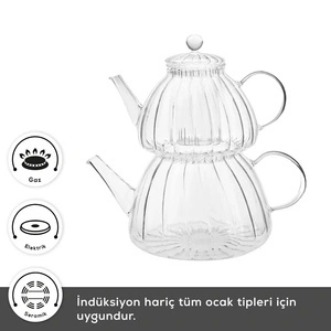 Karaca Lori Borosilikat Mini Cam Çaydanlık 0,6L & 1,2L görseli 8