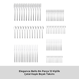 Emsan Elegance Bello 84 Parça 12 Kişilik Çatal Kaşık Bıçak Seti Lüks Kutulu görseli 5