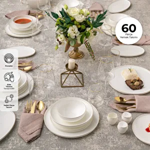 Emsan Freya Fine Bone 60 Parça 12 Kişilik Yuvarlak Yemek Takımı Gold