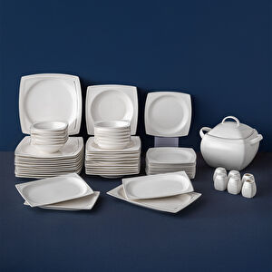 Emsan Zencerek Fine Bone 60 Parça 12 Kişilik Kare Yemek Takımı 