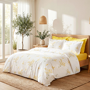 Karaca Home Loretta %100 Pamuk Tek Kişilik Nevresim Takımı Sarı