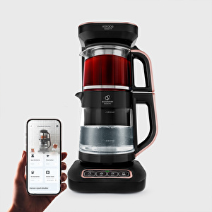 Karaca Çaysever Robotea Pro Connect 4 in 1 Konuşan Cam Çay Makinesi Rosegold