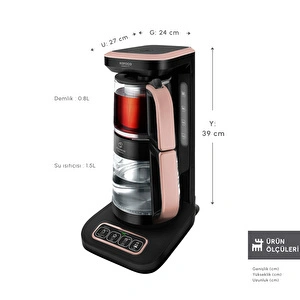 Karaca Çaysever Robotea Pro Connect 4 in 1 Konuşan Cam Çay Makinesi Rosegold