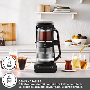 Karaca Çaysever Robotea Pro Connect 4 in 1 Konuşan Cam Çay Makinesi Rosegold
