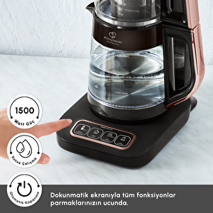 Karaca Çaysever Robotea Pro Connect 4 in 1 Konuşan Cam Çay Makinesi Rosegold görseli 7